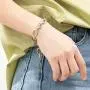 Dabacin Cable Link Bracelets, Stainless Steel Chain Link Bracelets in Two Tone with Gold and Silver for Women, Girl Jewelry