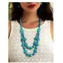 Campion Bohe Turquoises Layered Necklace Silver Beach Turquoise Necklaces Chain Beads Necklace Jewelry for Women and Girls