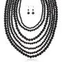Multi Beaded Bubble Statement Necklace - Round Ball Chunky Drape Bib Collar Marbled, 7 Layer Long Multi Beaded Bubble Statement Necklace - Round Ball Chunky Drape Bib Collar Marbled, 7 Layer Long