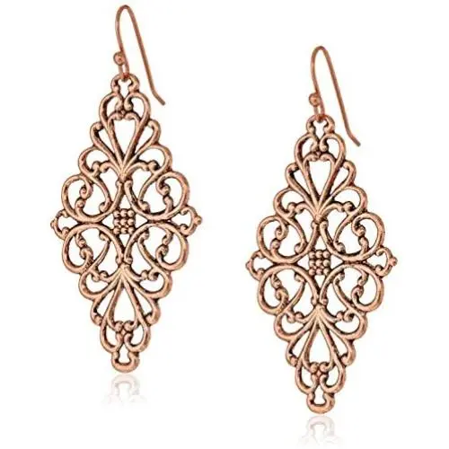 1928 Jewelry Filigree Diamond-Shape Drop Earrings 1928 Jewelry Filigree Diamond-Shape Drop Earrings