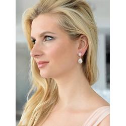 Mariell Dainty 14K Rose Gold Cubic Zirconia Halo Teardrop Pear-Shaped Dangle Earrings - Bridals & Formals