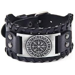 Viking Bracelet Norse Vegvisir - Nordic Bracelet with Runic Compass - Celtic Pagan Jewelry (Vegvisir Silver)