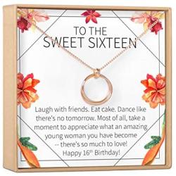 Dear Ava Sweet 16 Gift Necklace: Sweet Sixteen, 16th Birthday, Daughter, Granddaughter, Niece, Friend, 2 Linked Circles (Rose-Gold-Plated-Brass, NA)