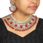 MUCH-MORE Indian Traditional Kundan Bridal Necklace Pearl & Colored Beads Bollywood Style Set for Women