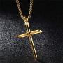3PCS Fashion Jewelry Polished Stainless Steel Nail Cross Pendant-Chain Necklace Christian Jewelry Church Baptism Gift Cross Pendant Necklaces for Men Women (Gold Silver Black)