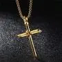 3PCS Fashion Jewelry Polished Stainless Steel Nail Cross Pendant-Chain Necklace Christian Jewelry Church Baptism Gift Cross Pendant Necklaces for Men Women (Gold Silver Black)