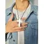 VNOX Stainless Steel Simple Cross Pendant Necklace Polished for Men Jesus Christ Lord Prayer,Nylon Rope 24''-25.6''