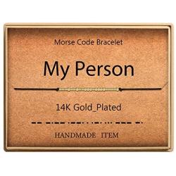 Morse Code Bracelet 14k Gold Plated Beads on Silk Cord Secret Message My Person Bracelet Gift Jewelry for Her