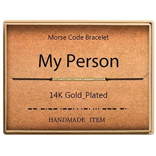 Morse Code Bracelet 14k Gold Plated Beads on Silk Cord Secret Message My Person Bracelet Gift Jewelry for Her