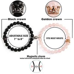 Magnetic Couple Bracelets King&Queen Crown Couple Bracelets His and Her Friendship 8mm Beads Bracelet