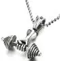 Mens Steel Hand Weight Lifting Barbell Dumbbell Pendant Necklace with 30 inches Ball Chain