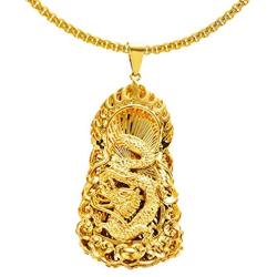 Heavstjer Fashion Plated 18K Gold Dragon Tag Pendant Necklace,22inches Link Chain