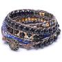 MOFRGO Handmade Braided Charm 5 Wrap Bracelet for Men Women Jasper Ebony Wood Beads Bohemian Adjustable Multilayer Bangle Jewelry