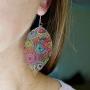 CLOACE Dainty Hollow Printed Leaves Pendant Earring Silver Multicolor Hook Statement Earrings Boho Ear Jewelry for Women Girls
