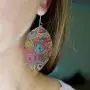 CLOACE Dainty Hollow Printed Leaves Pendant Earring Silver Multicolor Hook Statement Earrings Boho Ear Jewelry for Women Girls