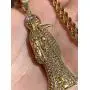 Men Women 925 Italy Gold Finish Santa Muerte Pendant Stainless Steel Real 2.5 mm Rope Chain Necklace, Mens Jewelry, Iced Pendant, Rope Necklace Nuestra Señora de la Santa Muerte
