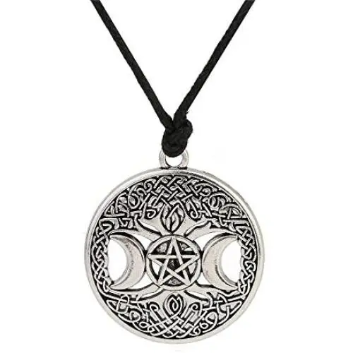 Skyrim Wicca Triple Moon Goddess Pentacle Adjustable Rope Chain Pendant Necklace Skyrim Wicca Triple Moon Goddess Pentacle Adjustable Rope Chain Pendant Necklace
