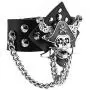 HZMAN Gothic Black Leather Pirate Bracelet Cross Skull Bangle Metal Spike Studded Link Cuff