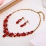 EVER FAITH Wedding Bridal Jewelry Accessory Crystal Elegant Teardrop Floral Wave Necklace Earrings Set for Women