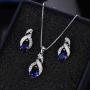 Hermosa Opal Jewelry Set Women Pendant Necklace Stud Earrings Sapphire Rainbow Mystic Topaz with 18'' Chain