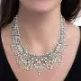 Steve Madden Rhodium Plated Marquis Crystal Bib Statement Necklace for Women
