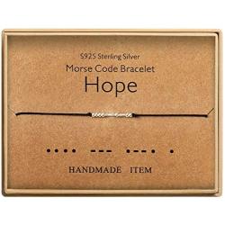 Morse Code Friendship Hope Bracelet Sterling Silver Beads on Silk Cord inspirational Gift Birthday Gift for women Girls