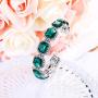 BriLove Womens Wedding Bridal Multi Emerald Cut Crystal Open Bangle Stretch Bracelet