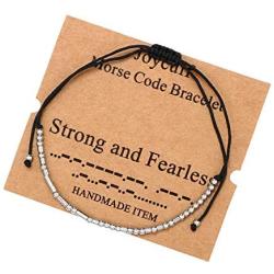 Inspirational Morse Code Encouragement Bracelets for Women Funny Jewelry Gifts for Teen Girls Daughter Sister Best Friend Friendship Adjustable Dainty Silk Beaded Wrap Bracelet