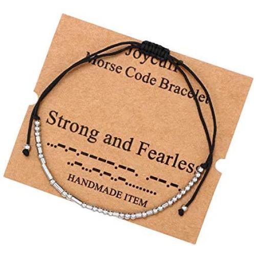 Inspirational Morse Code Encouragement Bracelets for Women Funny Jewelry Gifts for Teen Girls Daughter Sister Best Friend Friendship Adjustable Dainty Silk Beaded Wrap Bracelet