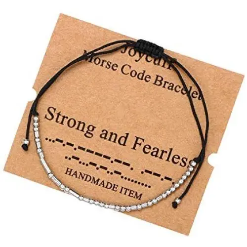 Inspirational Morse Code Encouragement Bracelets for Women Funny Jewelry Gifts for Teen Girls Daughter Sister Best Friend Friendship Adjustable Dainty Silk Beaded Wrap Bracelet