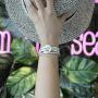 FANCY SHINY Leather Cuff Bracelet Circle Rhinestone Wrap Bracelet Stackable Multi Layer Wristband with Magnetic Clasp Boho Jewelry Gift for Women