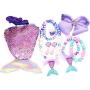 GOEXPLAK 6-Piece Princess Dress Up Game Jewelry Gift Box Set Sequins Mermaid Tail Coin Purse Necklace Bracelet Ring Pearl Earrings Gifts for Girls (Dream Purple Tail)