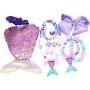 GOEXPLAK 6-Piece Princess Dress Up Game Jewelry Gift Box Set Sequins Mermaid Tail Coin Purse Necklace Bracelet Ring Pearl Earrings Gifts for Girls (Dream Purple Tail)
