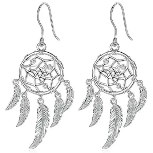INFUSEU Sterling Silver Lotus Flower Dream Catcher Dangle Earrings for Women Charms Drop Earring INFUSEU Sterling Silver Lotus Flower Dream Catcher Dangle Earrings for Women Charms Drop Earring