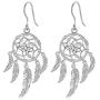 INFUSEU Sterling Silver Lotus Flower Dream Catcher Dangle Earrings for Women Charms Drop Earring