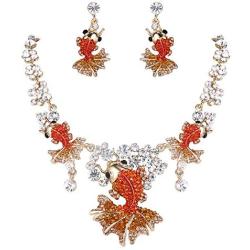 EVER FAITH Lovely Carp Wave Austrian Crystal Necklace Earrings Set