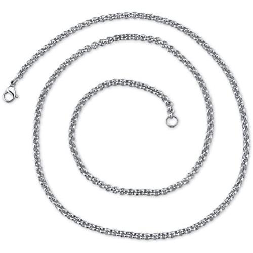 Peora 2mm Stainless Steel Rolo Chain Necklace Available in 16, 18, 20 and 22 inch Length