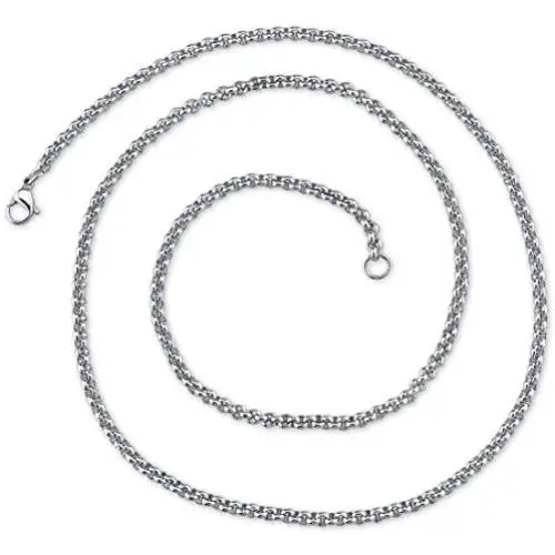 Peora Premium Surgical Grade 4mm Stainless Steel Rolo Link Chain Necklace for Men and Women, Available in 22, 24, 26, 30, and 36 inch Length