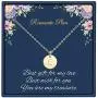 Initial Pendant Necklace, 14K Gold Filled Dainty Round Disc Double Side Engraved Hammered Initial Necklace Personalized Letter Pendant Initial Necklaces Jewelry Gifts for Women Girls