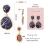 BONALUNA Bohemian Wood And Flower Printed Oval Shaped Drop Statement Earrings