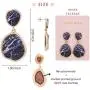 BONALUNA Bohemian Wood And Flower Printed Oval Shaped Drop Statement Earrings BONALUNA Bohemian Wood And Flower Printed Oval Shaped Drop Statement Earrings