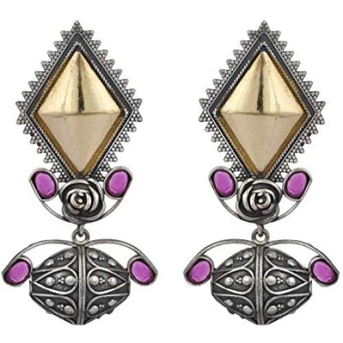 Aheli Intricate Crafted Indian Oxidized Dual Tone Dangle Earrings Ethnic Bollywood Party Tribal Fashion Jewelry for Women