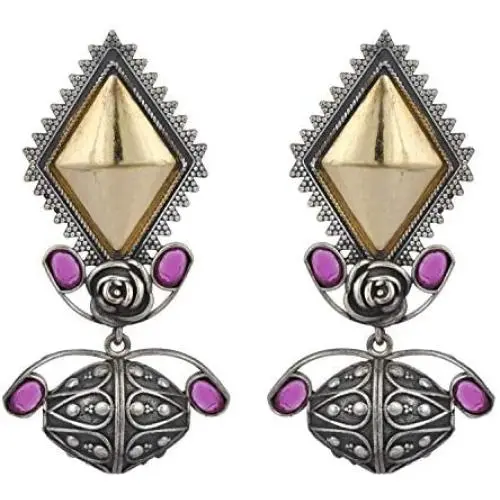 Aheli Intricate Crafted Indian Oxidized Dual Tone Dangle Earrings Ethnic Bollywood Party Tribal Fashion Jewelry for Women