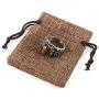HZMAN Polished Natural Tiger Eye Stones Bat Ring for Men Women Stainless Steel Ring Wicca, Reiki, and Energy Crystal Healing Jewelry