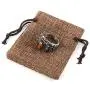 HZMAN Polished Natural Tiger Eye Stones Bat Ring for Men Women Stainless Steel Ring Wicca, Reiki, and Energy Crystal Healing Jewelry
