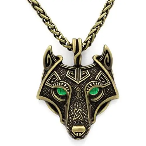 GuoShuang Norse Vikings Pendant Necklace Norse Wolf Head Necklace Original Animal Jewelry Wolf Head hange with Valknut Gift Bag GuoShuang Norse Vikings Pendant Necklace Norse Wolf Head Necklace Original Animal Jewelry Wolf Head hange with Valknut Gift Bag
