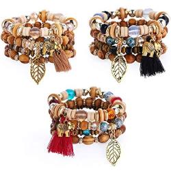 Baoqin Boho Beaded Bracelets for Women - Charm Stackable Multilayer Bracelets Gift for Women Girls Men