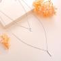 S925 Sterling Silver Bar Dot Vertical Double Layered Long Chain Choker Y Clavicle Necklace for Women Lady