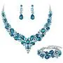 BriLove Wedding Bridal Jewelery for Women Austrian Crystal Teardrop Cluster Statement Necklace Dangle Earrings Link Bracelet Set BriLove Wedding Bridal Jewelery for Women Austrian Crystal Teardrop Cluster Statement Necklace Dangle Earrings Link Bracelet Set