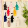 Bohemian Multi Tassel Statement Earrings - Lightweight Silky Tiered Layer Thread Fringe, Chandelier Duster Dangles Sparkly Jewel Faux Druzy Stone